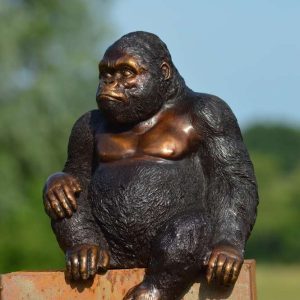Tuinbeeld bronzen gorilla