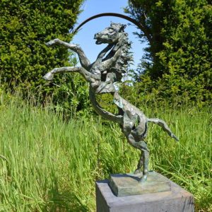 Bronzen beeld van een steigerend paard